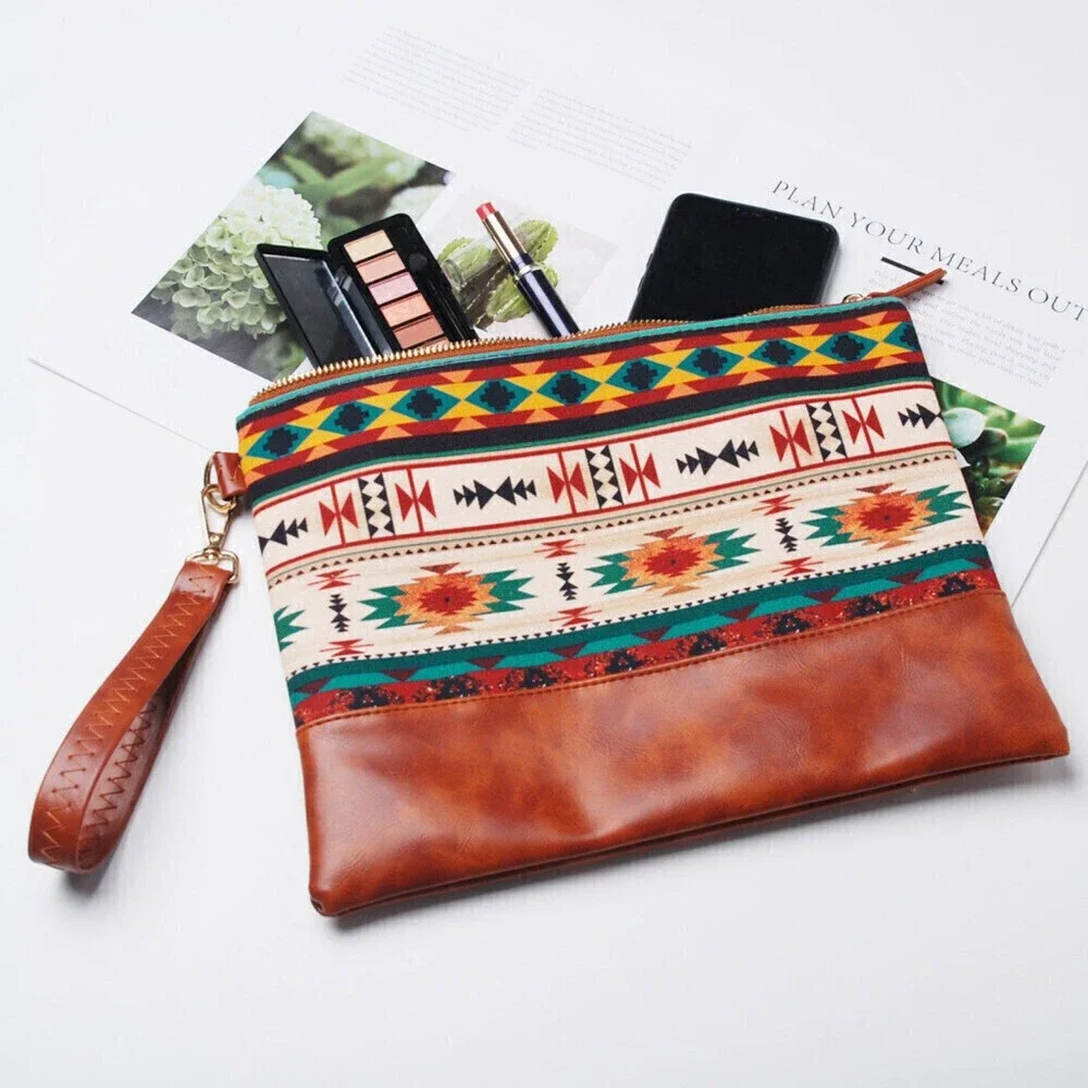 Aztec Print Clutch Wristlet